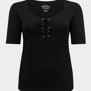 Torrid super soft lace up shirt black